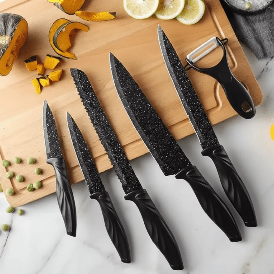 Ensemble de 5 couteaux de cuisine avec épluche-légumes, pratique pour toutes les préparations culinaires