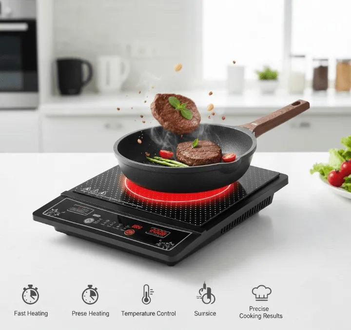 Plaque de cuisson électrique en céramique à induction, parfaite pour cuisiner et faire sauter