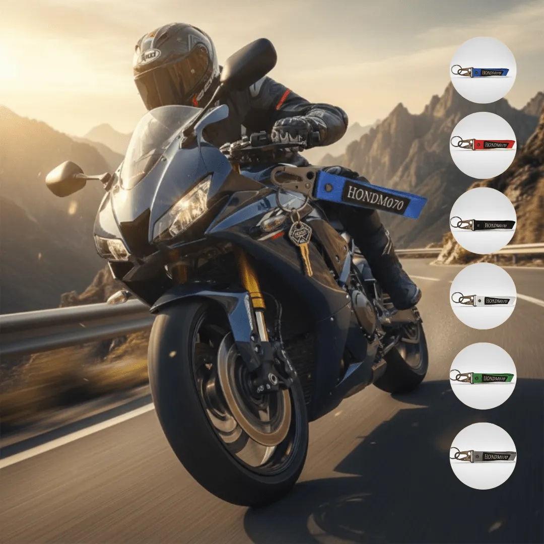 Porte-clés brodé avec emblème de moto et voiture (colleur aléatoire)