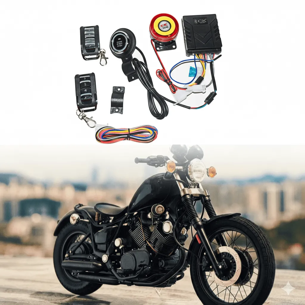 Alarme moto avec démarrage par bouton et système de sécurité intégré