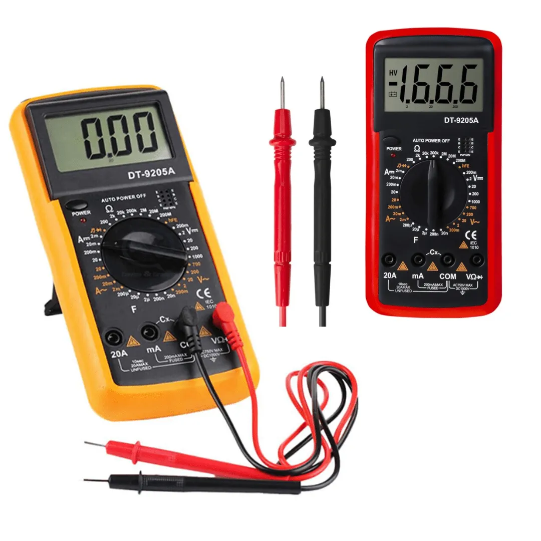 Multimètre numérique professionnel portable AC/DC avec écran LCD clair (colleur aléatoire)