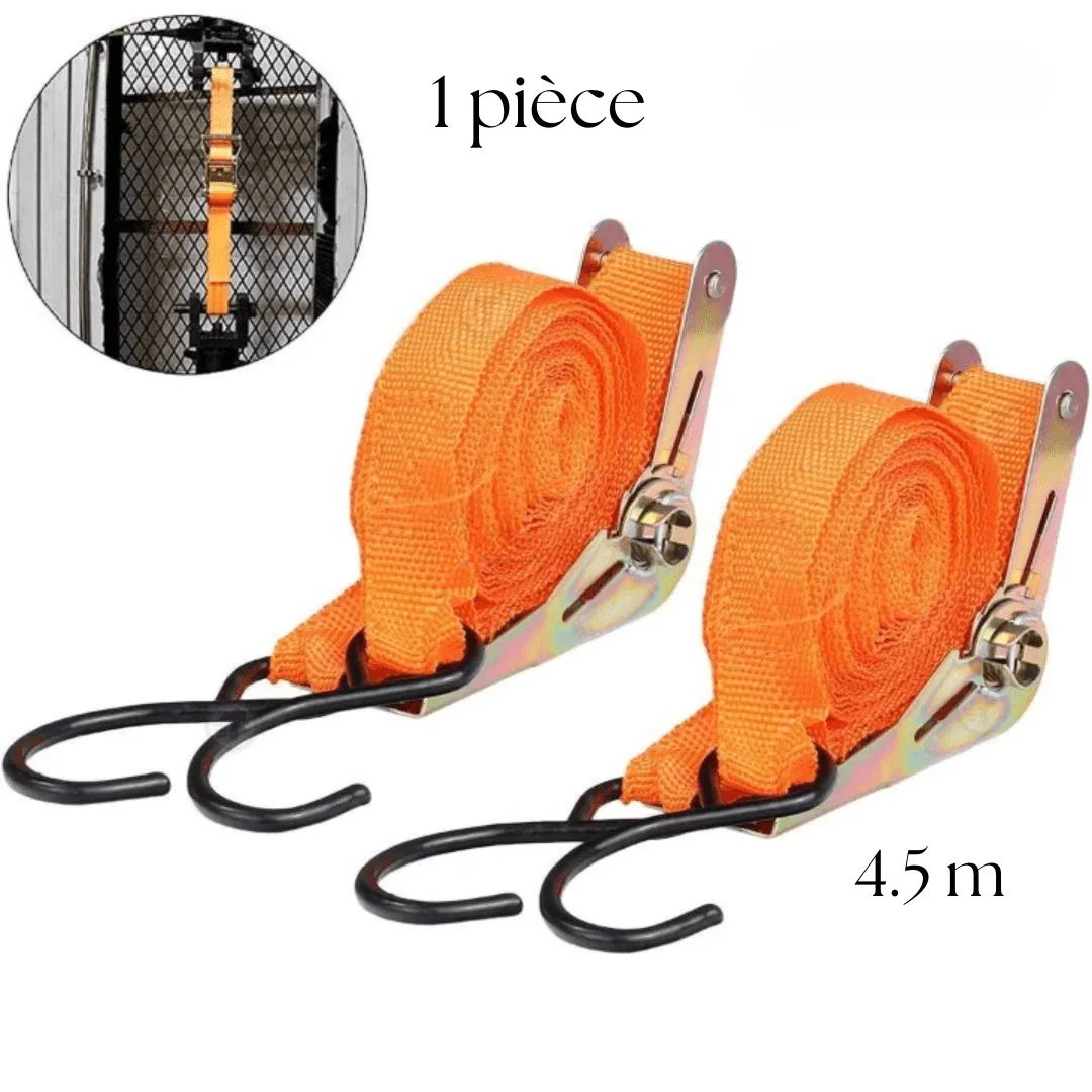 Sangles à cliquet 1" x 4,5 m pour arrimage et fixation sécurisée
