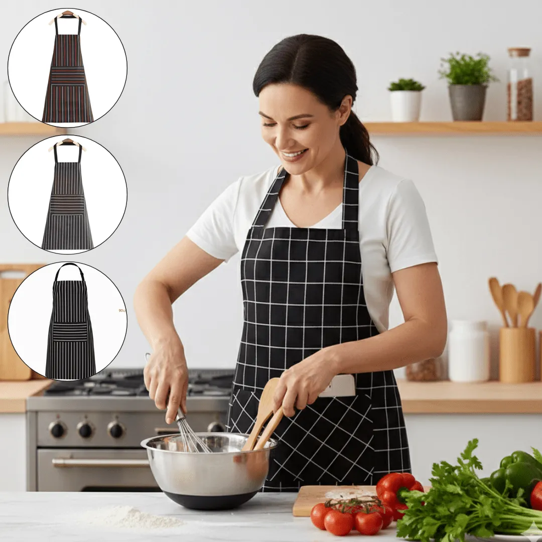Tablier professionnel rayé avec poches, polyvalent pour cuisine, barbecue, jardinage et café (colleur aléatoire)