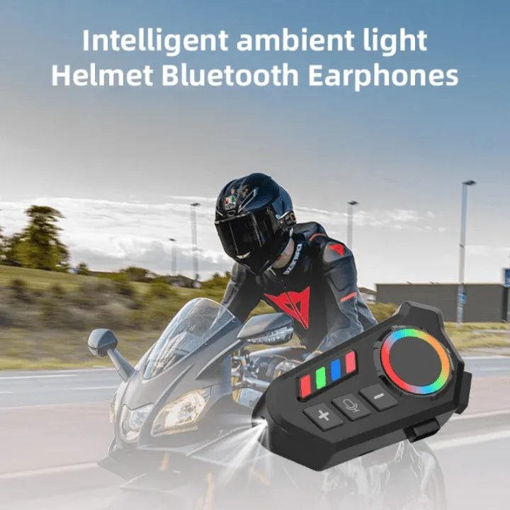 Écouteurs Bluetooth pour casque, lumineux, étanches et avec réduction du bruit, pour vélo, moto et randonnée