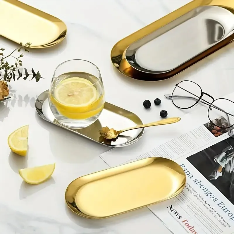 Ensemble de 3 plateaux de rangement polyvalents pour plats, présentation, cosmétiques et accessoires (colleur aléatoire)