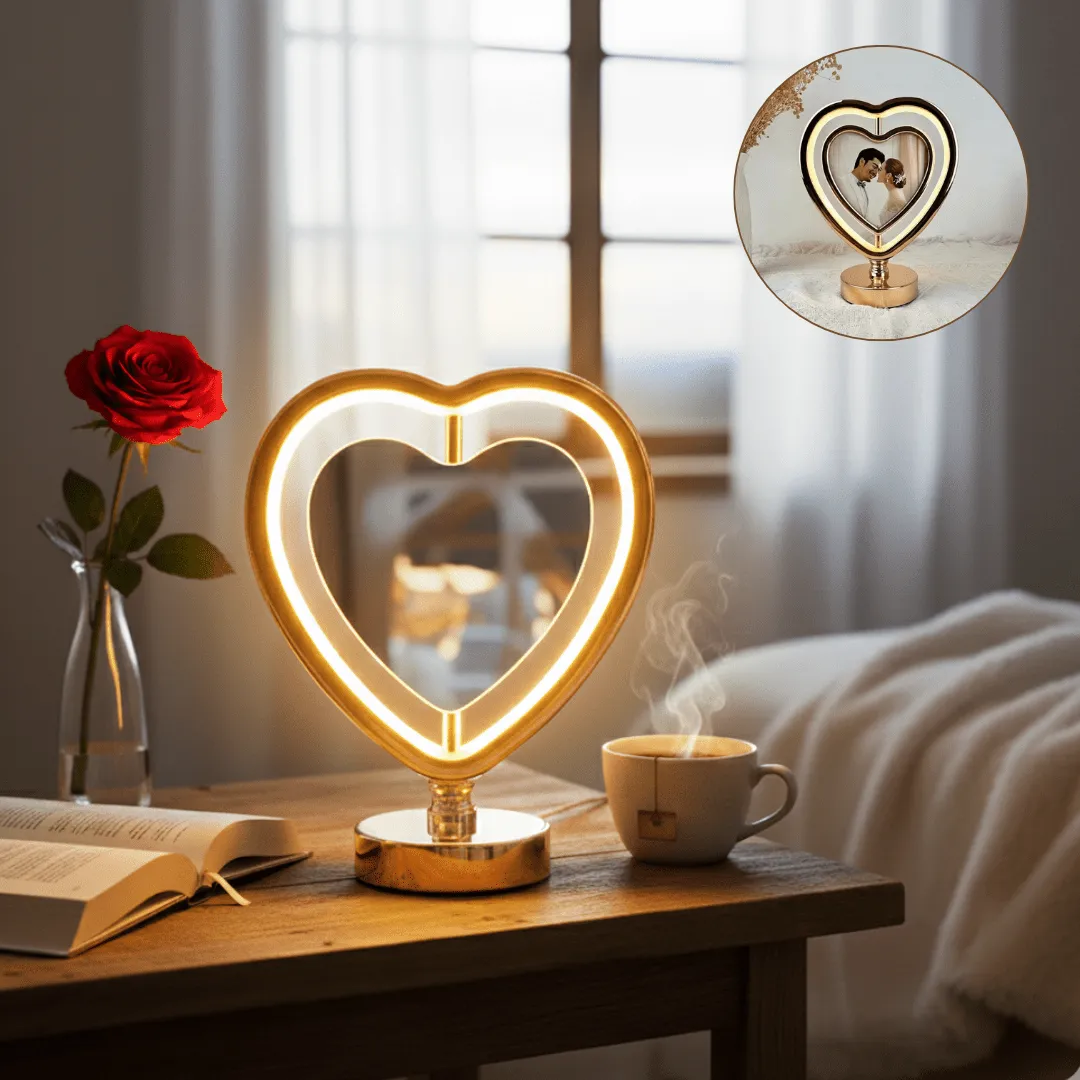 Miroir LED tactile avec cadre photo et luminosité réglable sur 3 niveaux