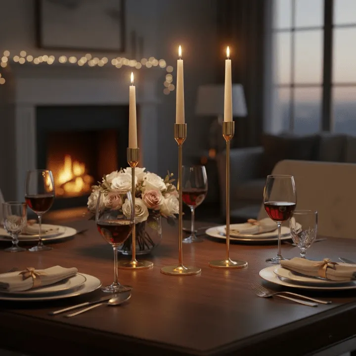 Lot de 3 bougeoirs en métal doré pour décoration événementielle