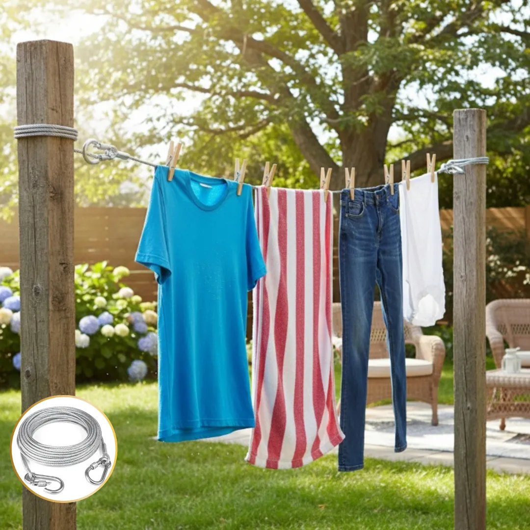 Corde à linge résistante et facile à utiliser de 10 mètres pour le séchage quotidien