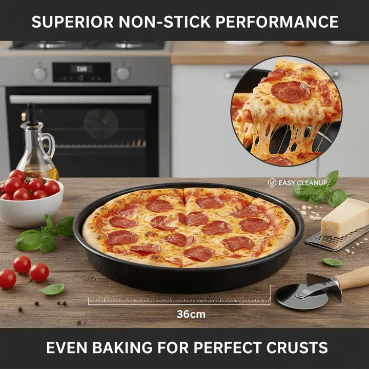 Moule rond antiadhésif 36 cm pour pizza, biscuits et pâtisseries