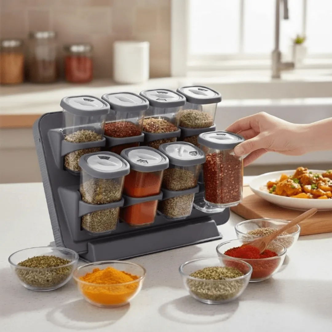 Organisateur d’épices avec 8 contenants, étagère pratique pour ranger les épices