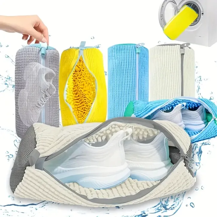 Sac de lavage pour baskets et chaussures de sport, filet de nettoyage pour machine à laver (colleur aléatoire)