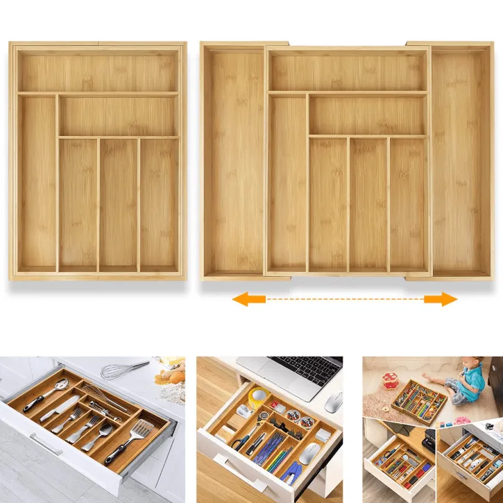 Organisateur de tiroir pour couverts – Plateau extensible pour rangement de cuisine