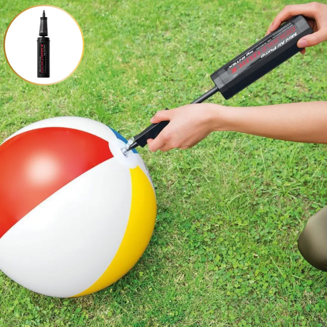 Pompe à air manuelle compacte 29 cm avec double action et tuyau pour un gonflage rapide