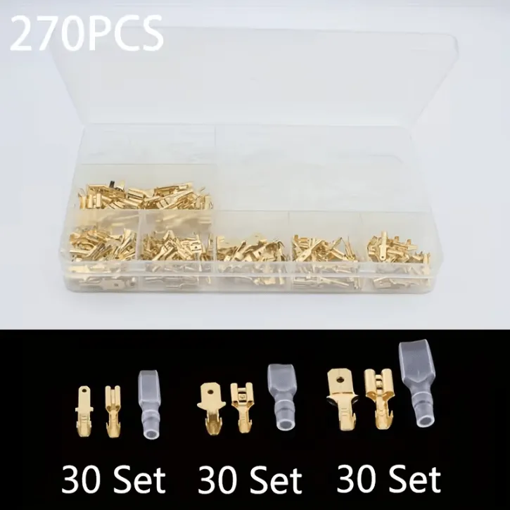 Kit 270 pcs connecteurs électriques isolés mâle/femelle 2,8/4,8/6,3 mm pour circuits et branchements