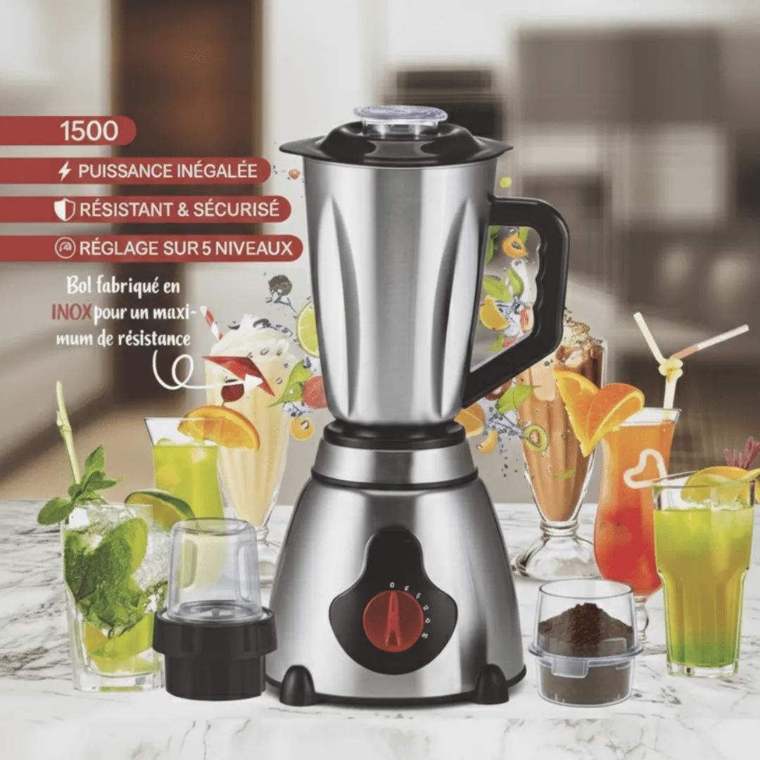 Mixeur électrique en acier inoxydable multifonction avec broyeur à grains intégré