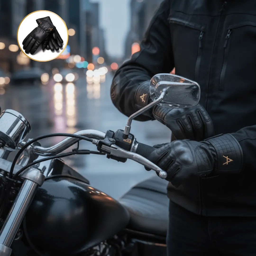 Gants de moto en cuir rembourré pour hommes – style robuste et protection optimale