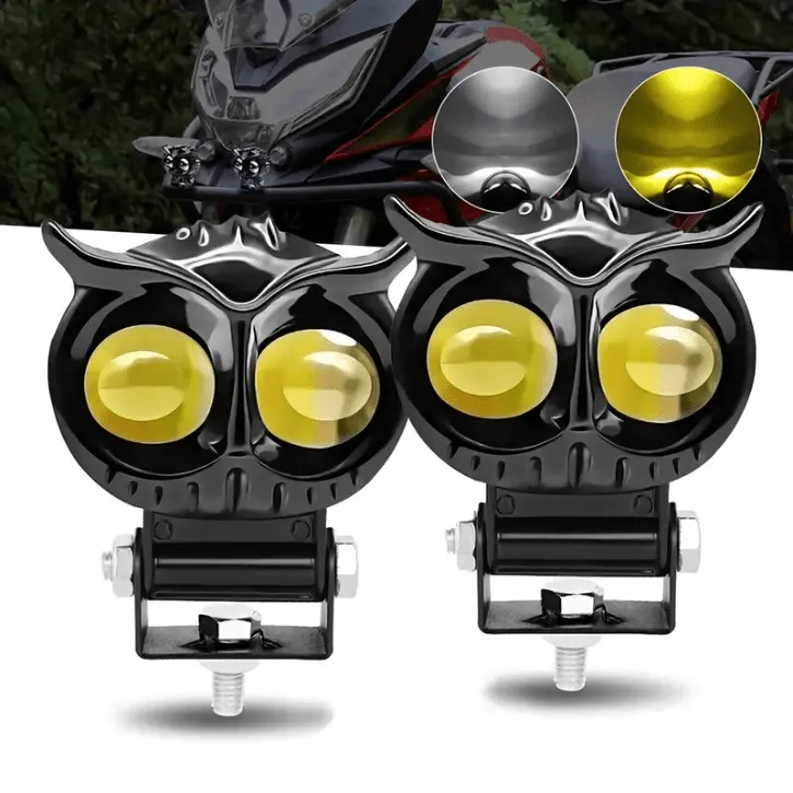 1 pièce Lumière LED chouette pour voiture, moto, vélo et scooter – double couleur, installation facile sans batterie