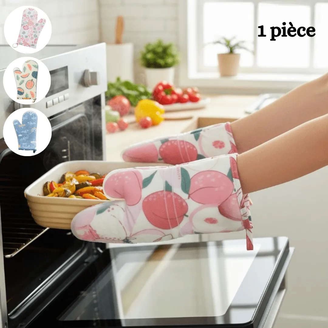 Gants de cuisine en silicone, résistants à la chaleur, antidérapants et étanches, parfaits pour le four (colleur désigne aléatoire)