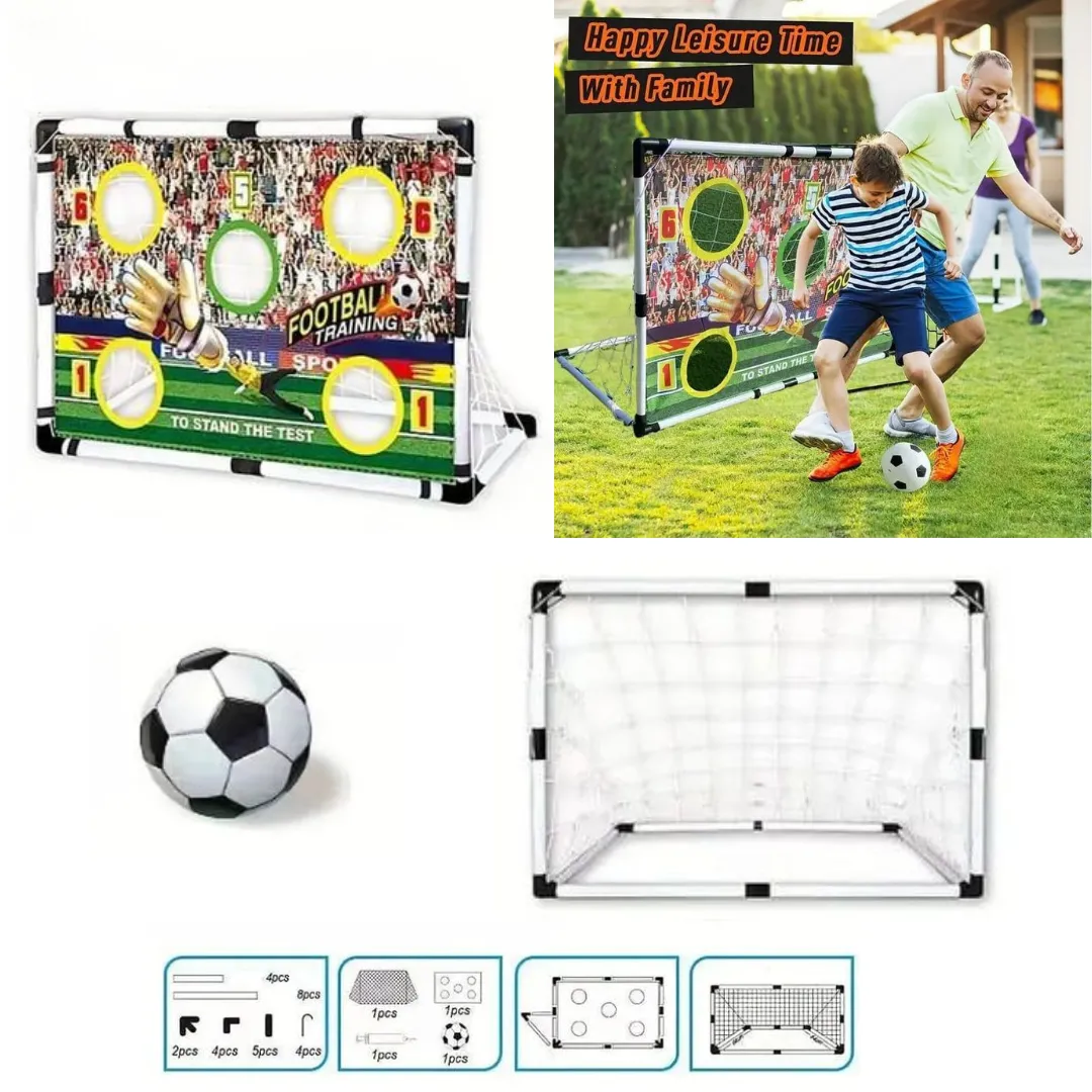 But de football pour enfants avec cible, ballon et pompe – ensemble d’entraînement complet