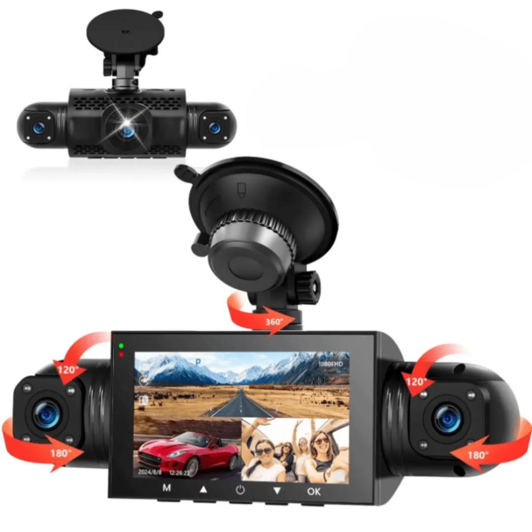 Caméra de voiture intelligente 360° – enregistrement FHD complet avec vision nocturne et détection de mouvement