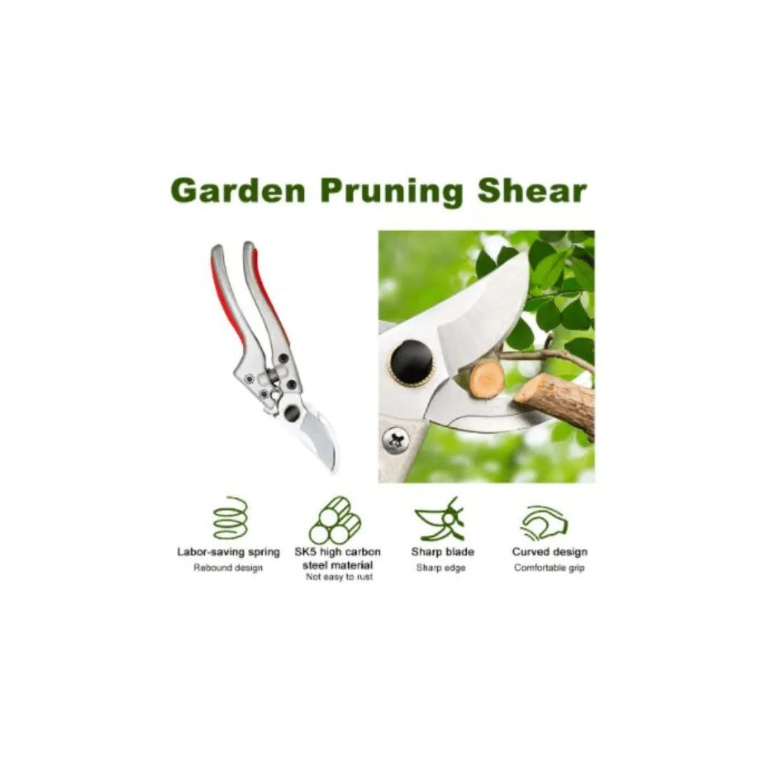Sécateur de jardin en acier carbone, ciseaux robustes pour taille à domicile.