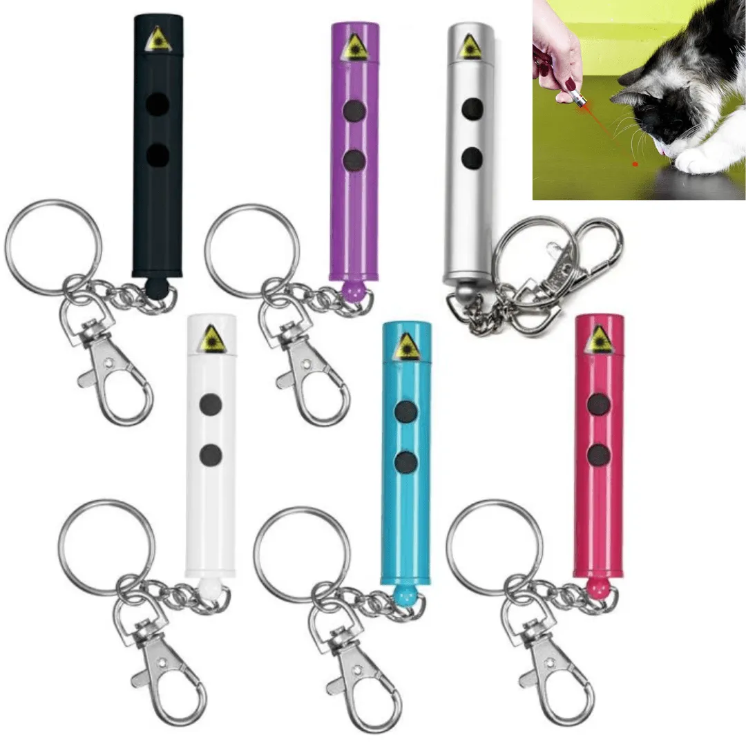 Mini lampe-torche porte-clés avec pointeur laser intégré (colleur aléatoire).