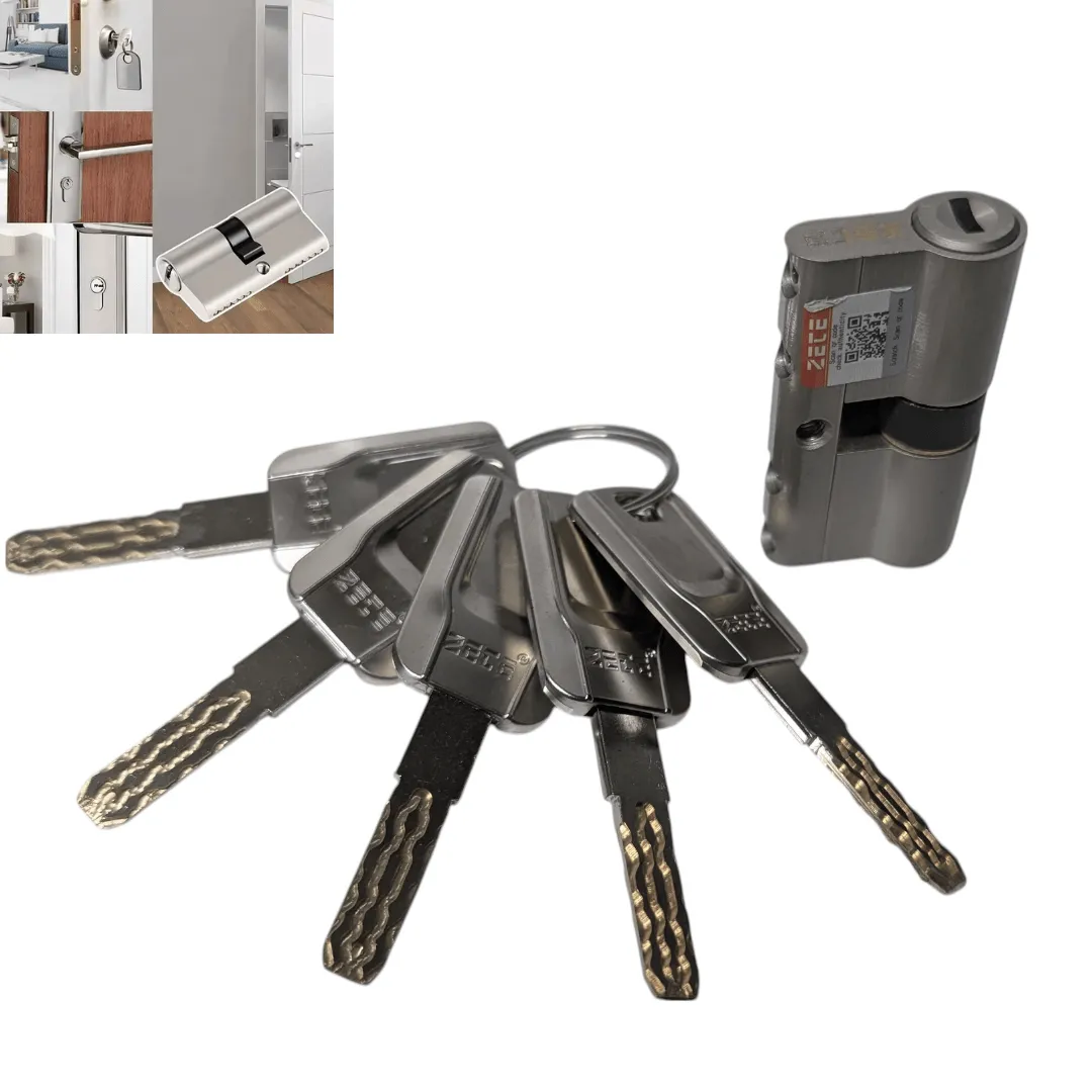 Kit serrures cylindriques en aluminium haute sécurité avec 5 clés, résistance au crochetage et au perçage.