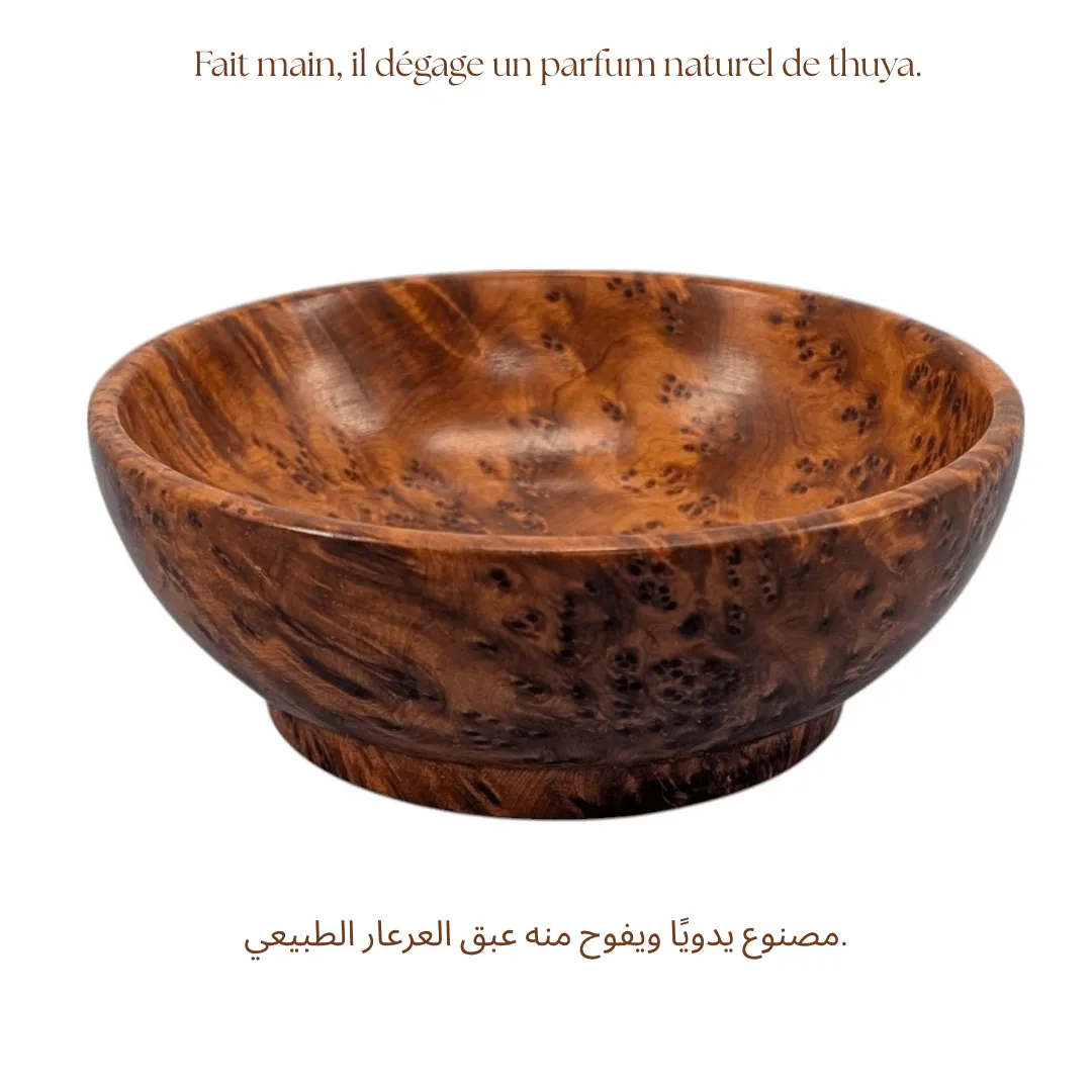 Bol artisanal en bois naturel, parfait pour servir ou décorer avec élégance fabriqué en bois de Thuya