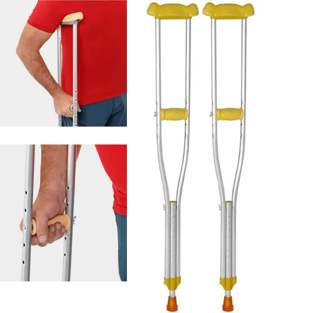Béquilles adultes réglables avec ressorts, confort pour mobilité réduite, 110 cm