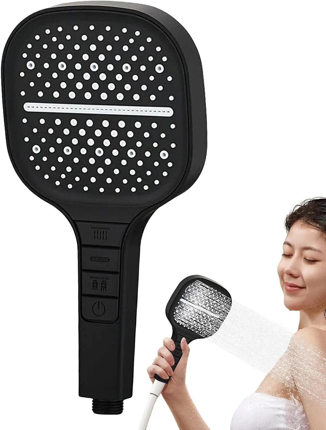 Douchette avec tuyau 1,5 m, 7 modes de jet ajustables, haute pression et design pratique