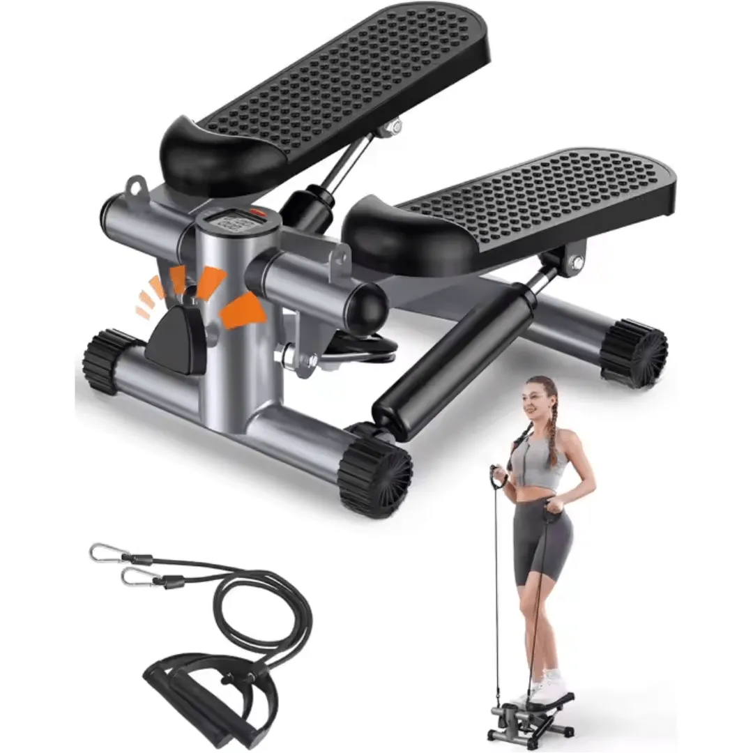 Mini stepper de fitness avec bandes de résistance, écran LCD et capacité de charge jusqu’à 136 kg