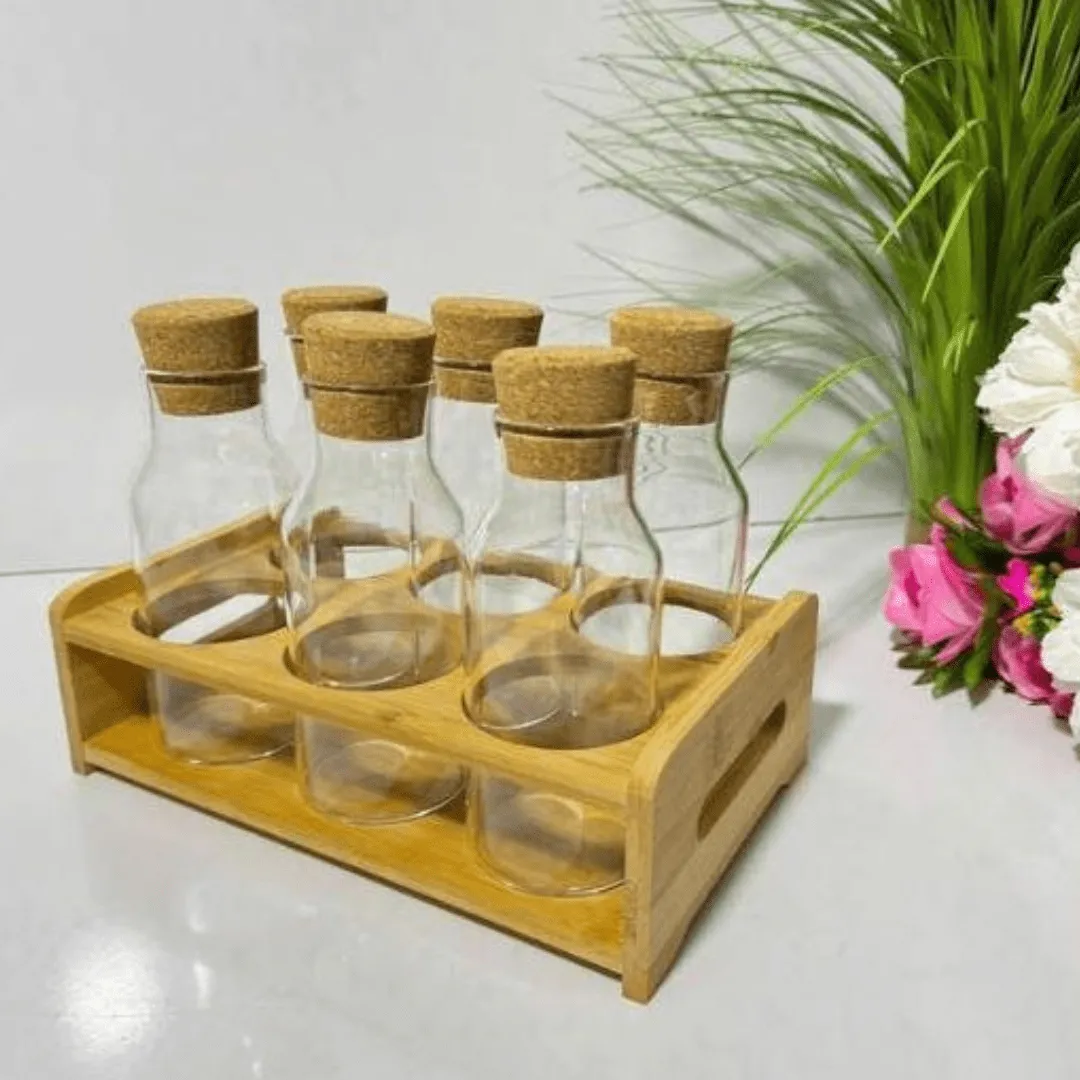 Bocaux en verre avec base bois – Rangement hermétique et décoratif.