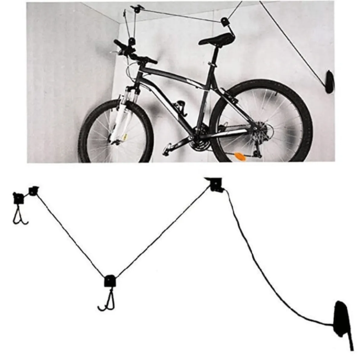Support plafond pour vélo avec mécanisme de levage (charge max 20 kg)
