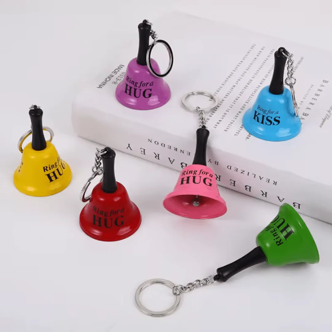 Mini Clochettes à Main en Métal Porte-clés Anneau pour un Baiser, Anneau pour l'Amour