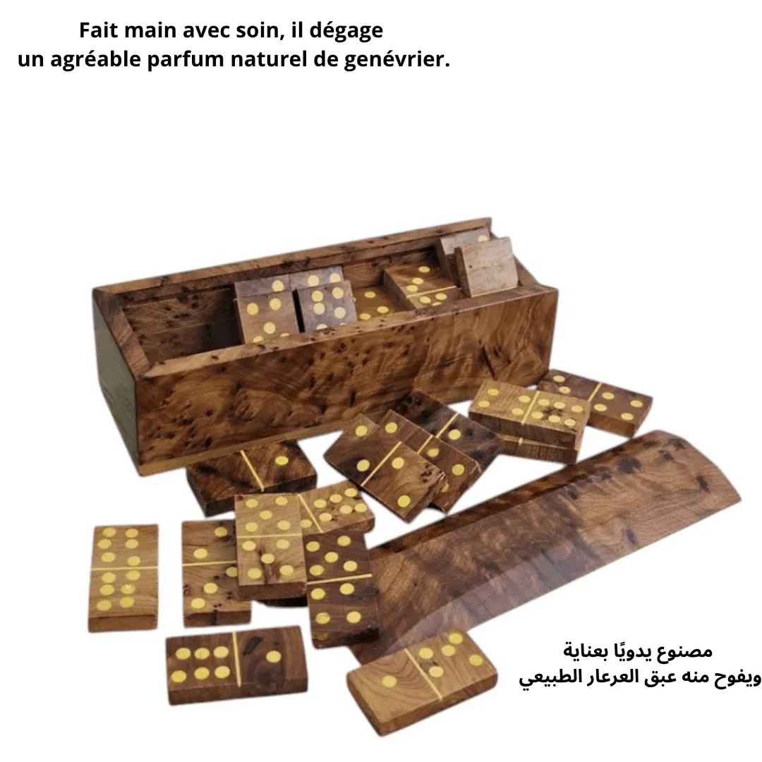 Jeu de dominos artisanal en bois de genévrier thuya Élégance naturelle et moment de plaisir authentique
