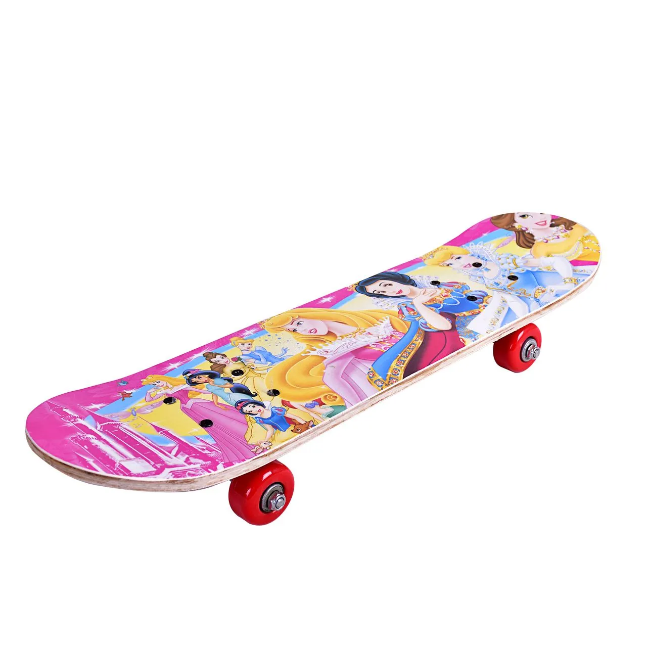 Skateboard pour enfants Barbie avec 4 roues, planche en bois, dimensions 43 cm x 13 cm.