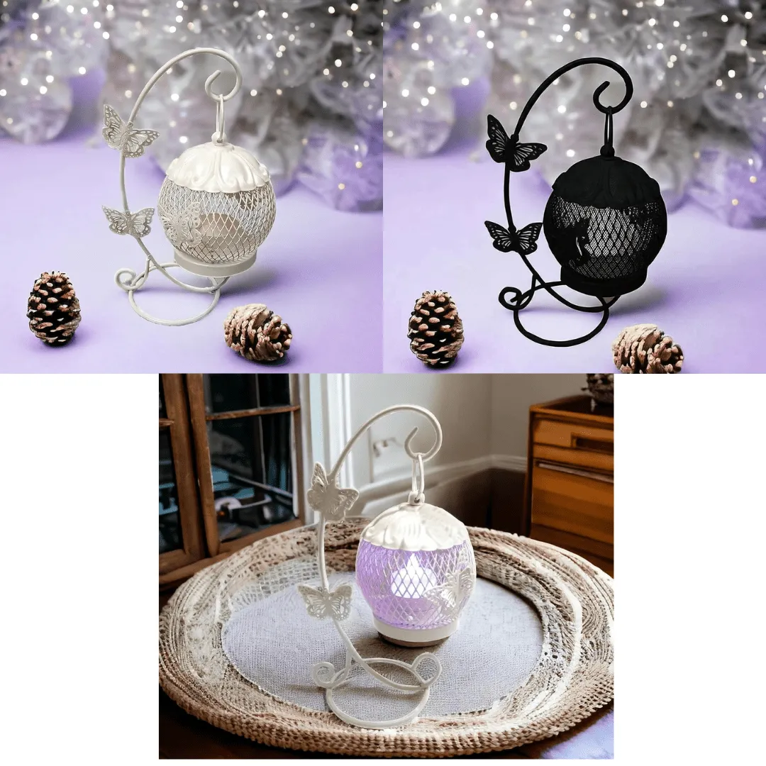 Bougeoir LED élégant en forme de cage à papillon avec socle, 1 unité (colleur aléatoire).