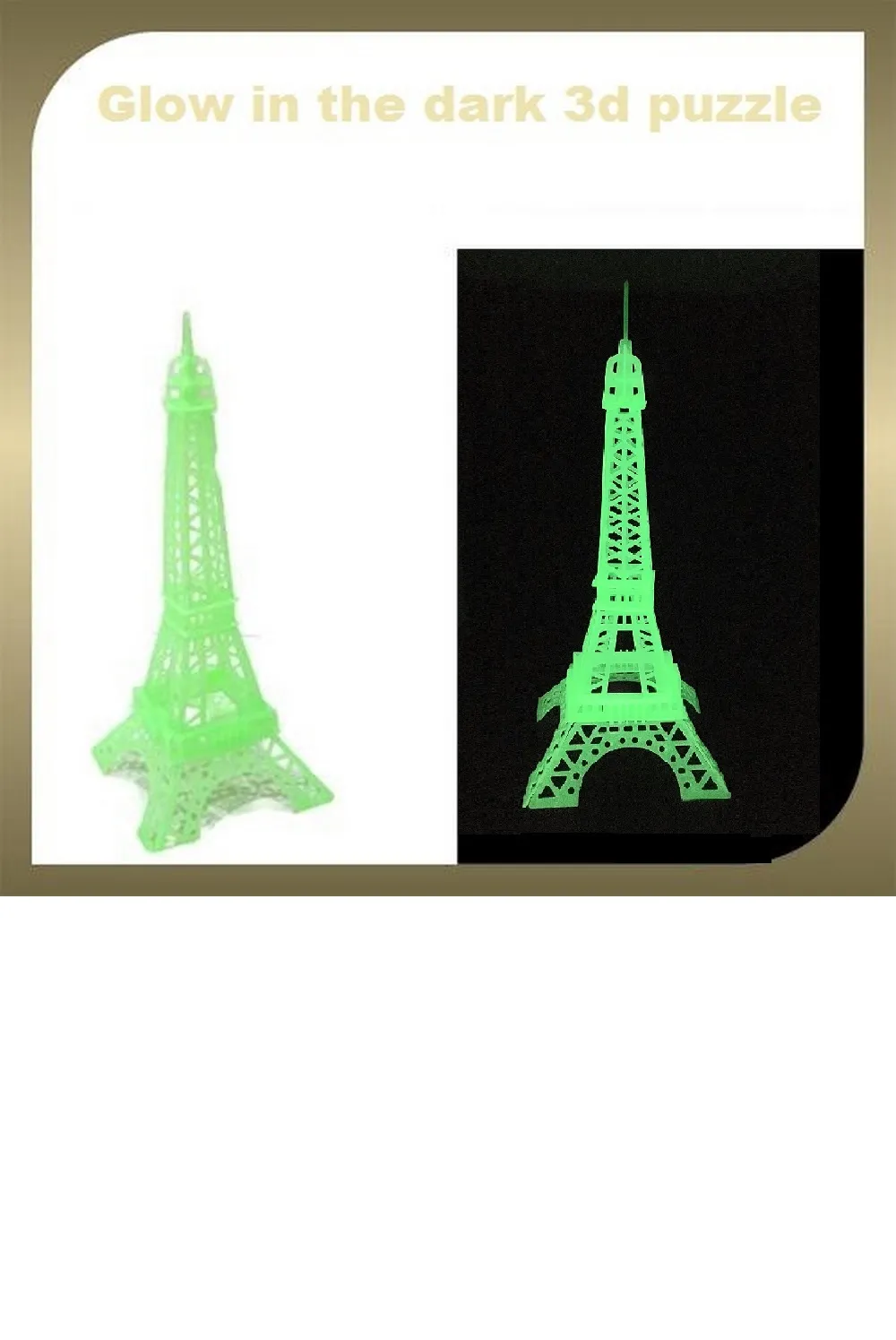 Puzzle 3D luminescent au radium, Tour Eiffel brillante, jeu éducatif à construire