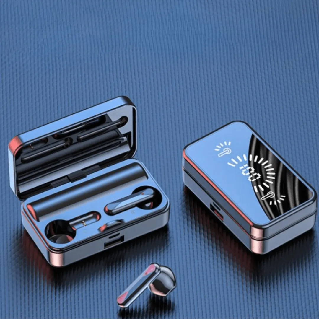 écouteurs Bluetooth V5.2 sans fil avec étui de chargement équipé d'un écran LED