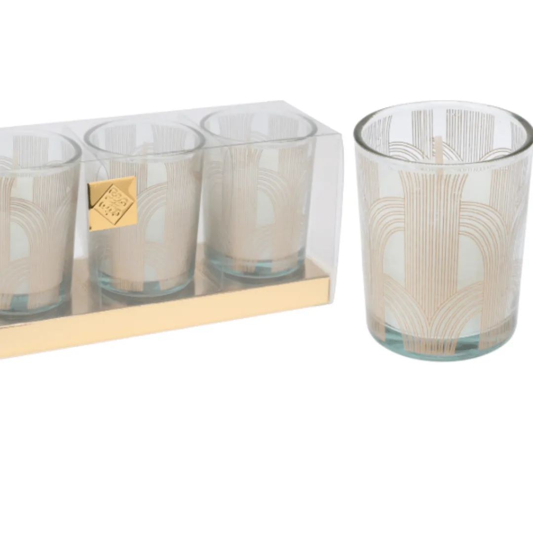 Lot de 3 bougies parfumées décoratives dans des verres