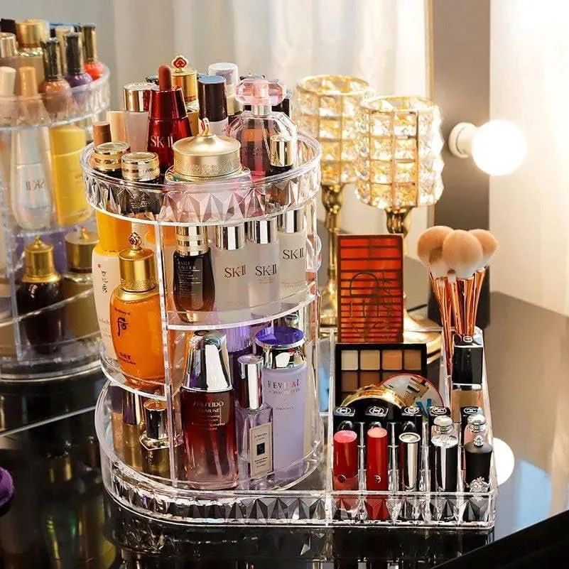 Boîte de rangement cosmétique – Rotation 360° pour un accès facile et rapide.