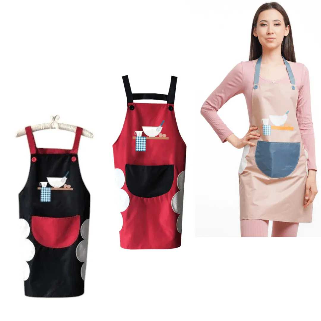 Tablier de cuisine pratique avec poches, imperméable et fonctionnel (colleur aléatoire)