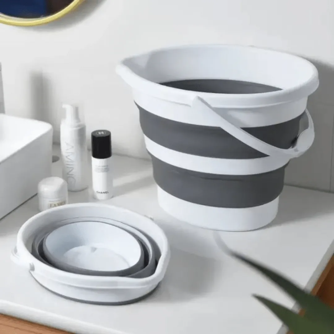 seau en silicone pliable pour le linge, idéal pour le camping et le rangement domestique. Panier