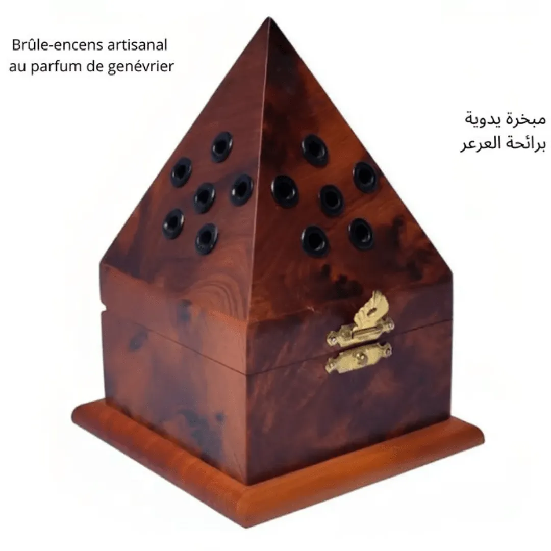 Porte-encens en bois de genévrier fait main – Pièce unique avec parfum naturel relaxant fabriqué en bois de Thuya