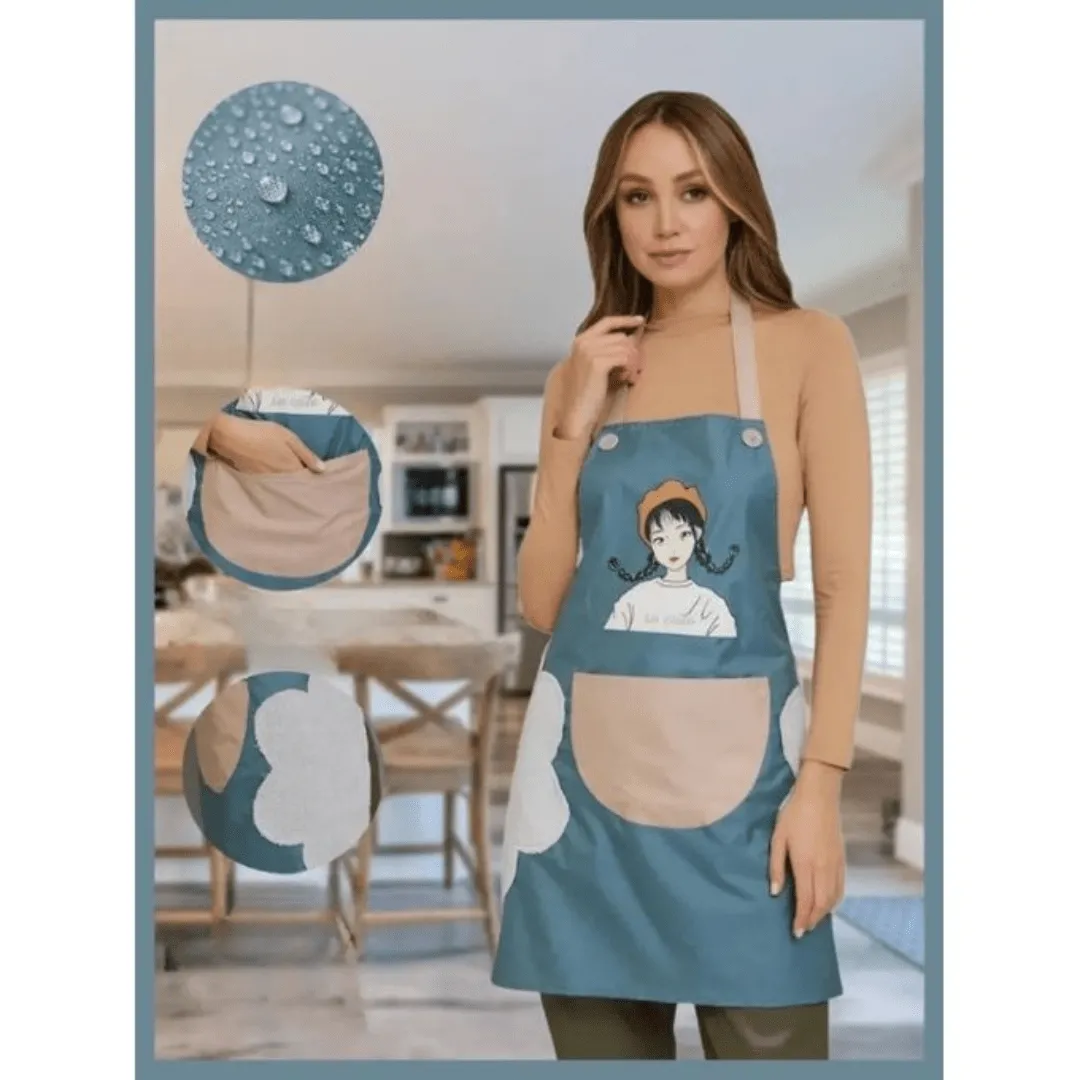Tablier imperméable avec poche – Idéal pour la cuisine et les tâches ménagères.