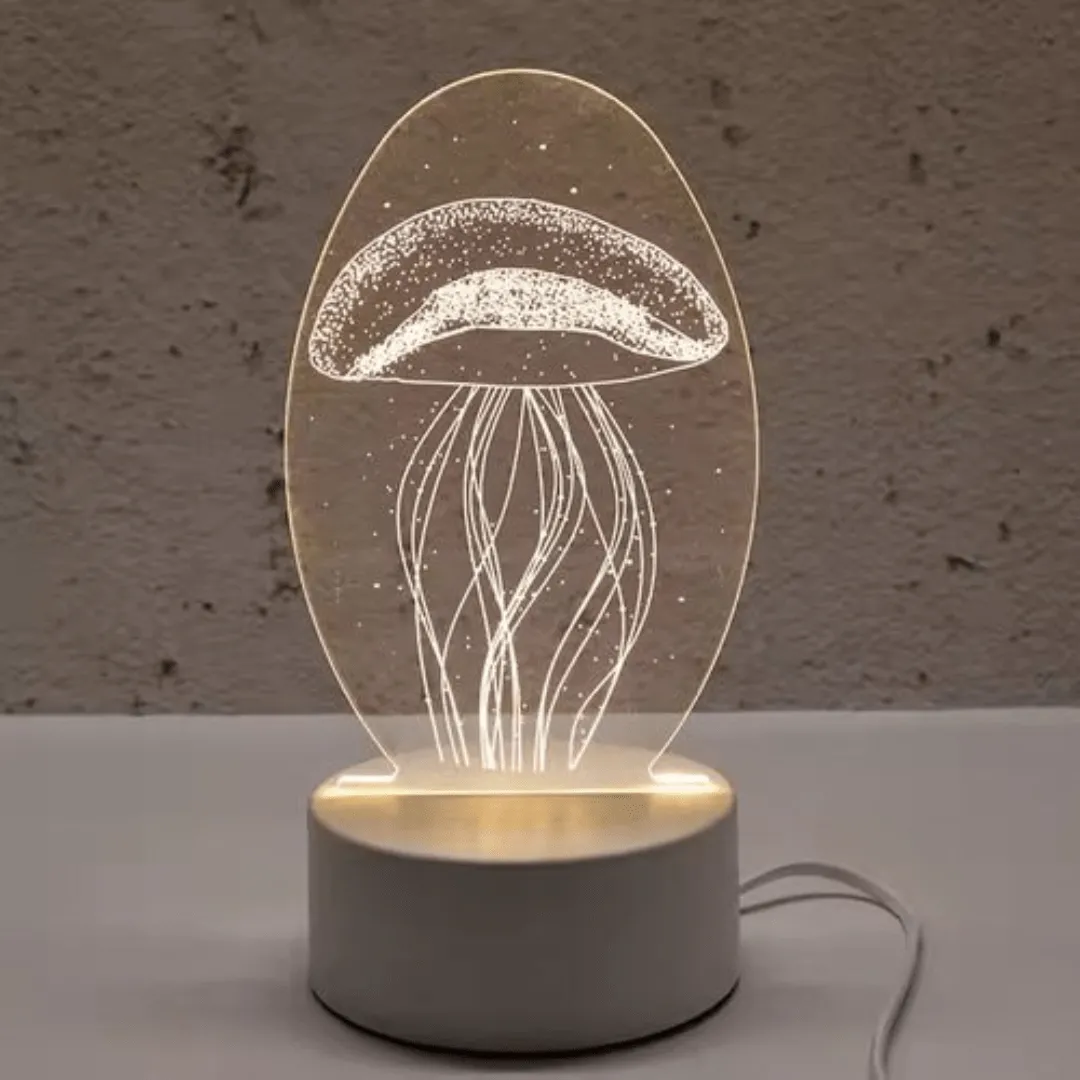 Lampe LED 3D en forme de méduse - Veilleuse USB au design unique et élégant