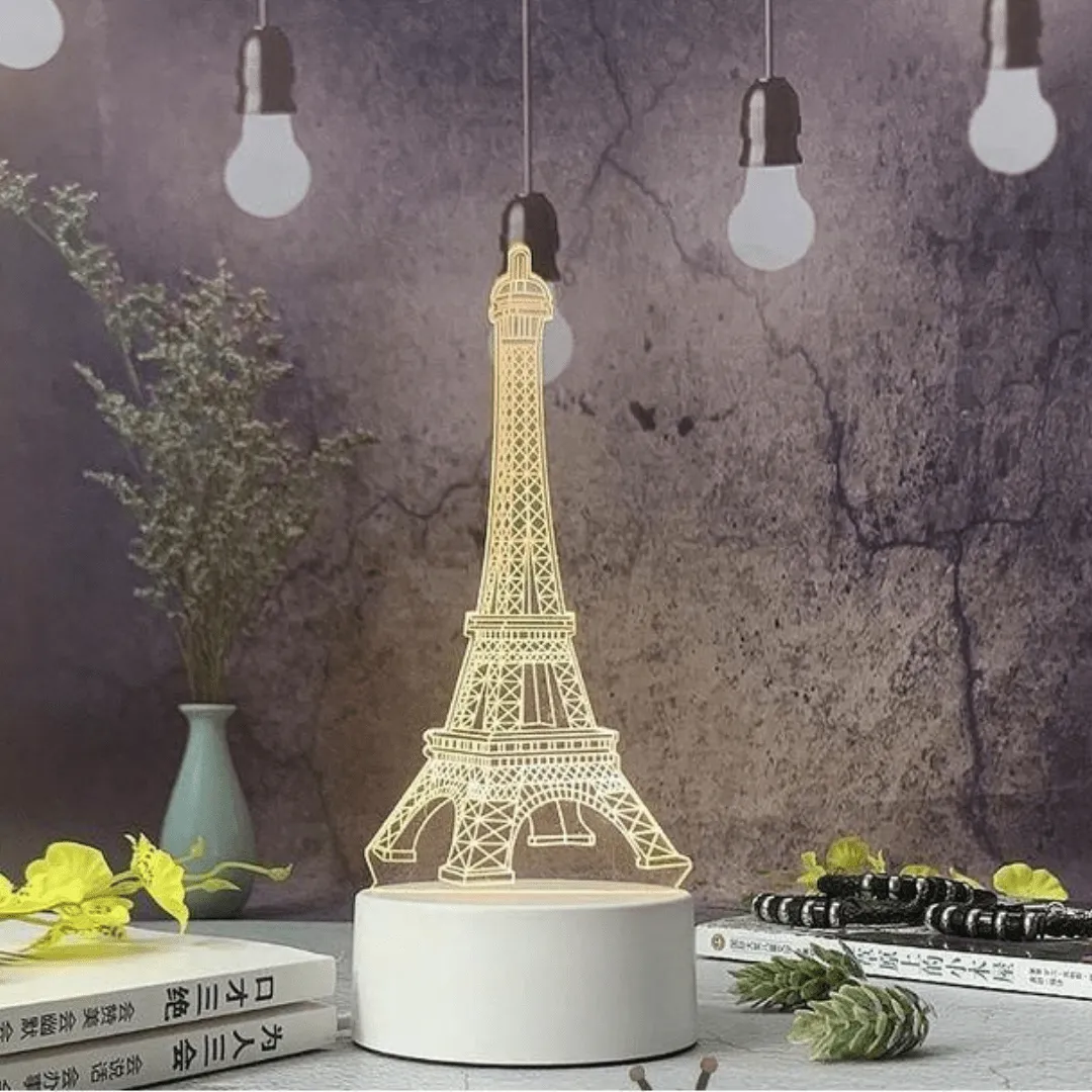 Lampe LED 3D en forme de Tour Eiffel - Veilleuse USB au design unique et élégant