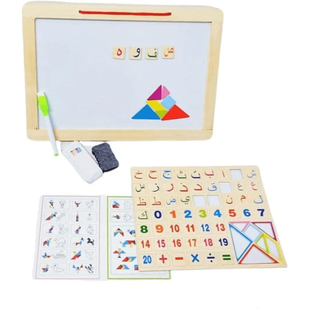 Tableau Double Face avec Craie et Marqueurs – Outil Éducatif Interactif.