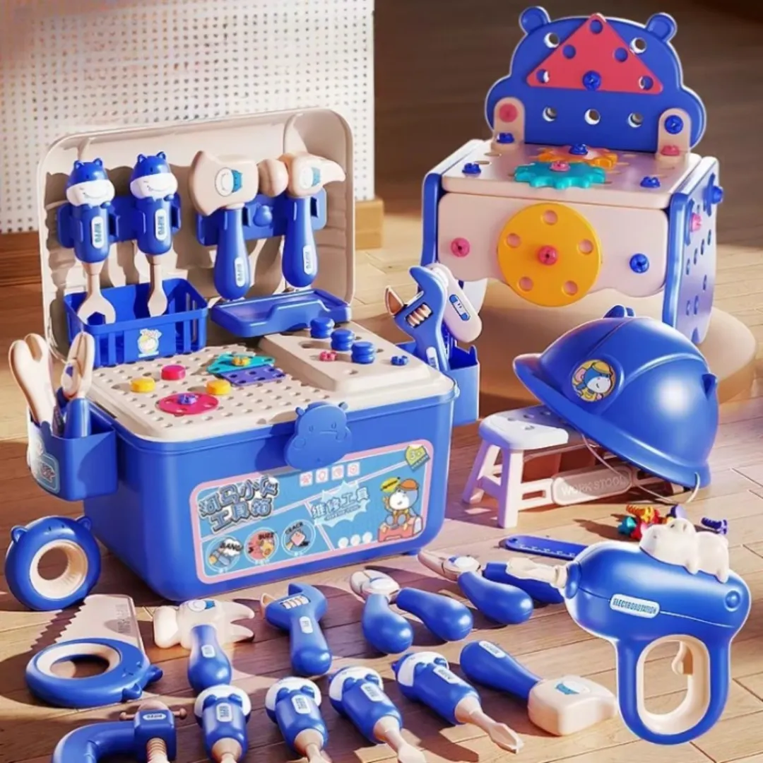 Kit d'outils de simulation pour enfants, tournevis et accessoires, mallette de rangement, cadeau d'anniversaire pour garçons et filles.