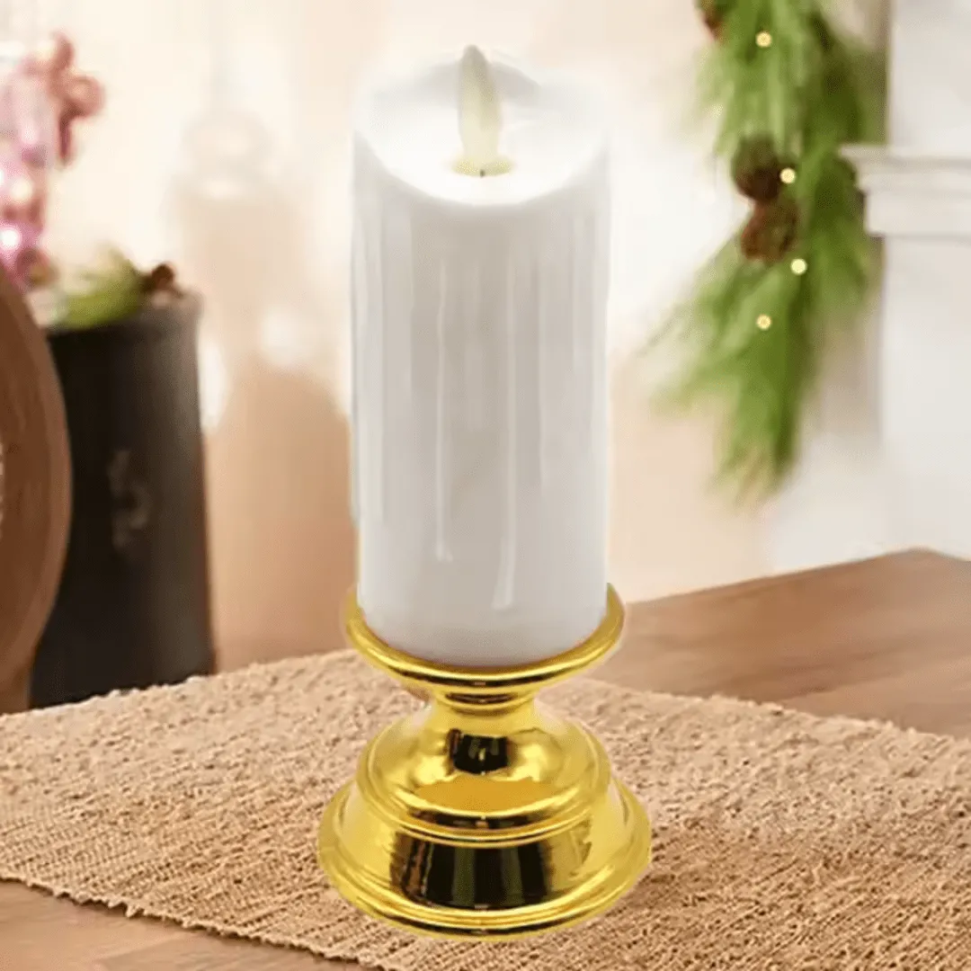 Support en bronze pour bougie LED scintillante, avec finition galvanisée.